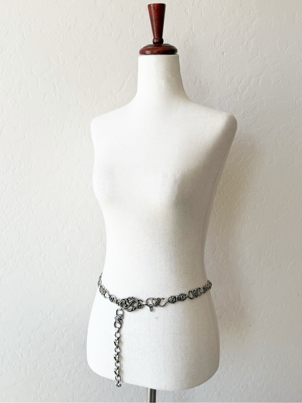 Vintage Brighton Silvertone Heart Belt Metal Chain